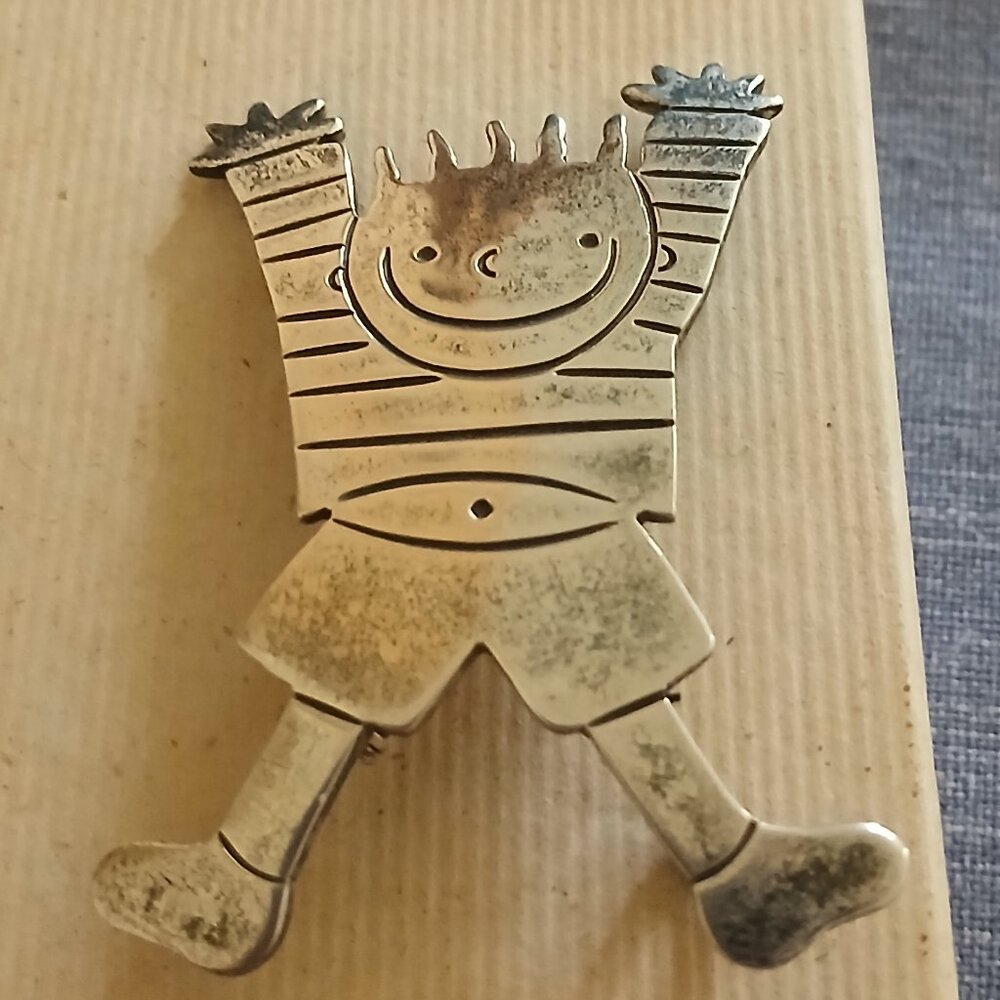 Sterling Silver Happy Boy Education Pin Brooch  925 Mexico  (never used )